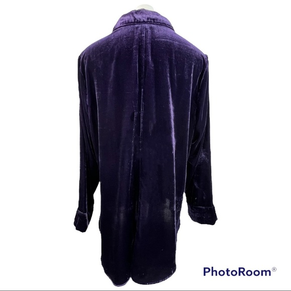 🇺🇸SOLD🇺🇸 Habitat Mandarin Velvet Shirt Top XL Purple - Picture 8 of 9